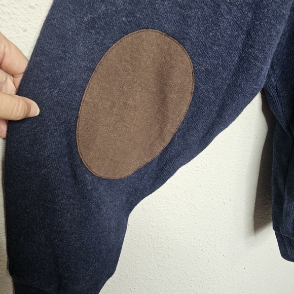 Cremieux Classics Mens XL Cotton Sweater Pullover Blue Brown Button Arm Patch - Picture 11 of 11